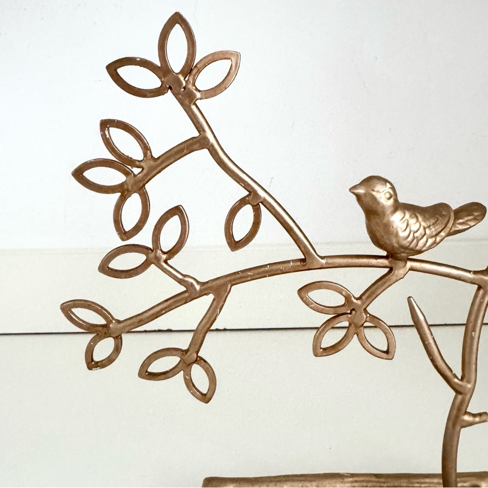 Vintage Shabby Chic Cottage Core Bird on Branch Gold Jewelry Tree Decor - Picture 15 of 15
